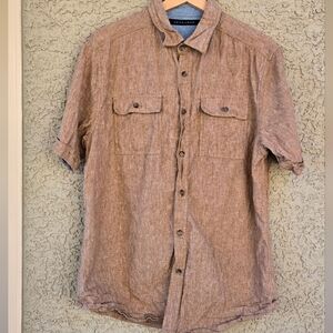 Sean John Brown Linen Blwnd Button Down Shirt